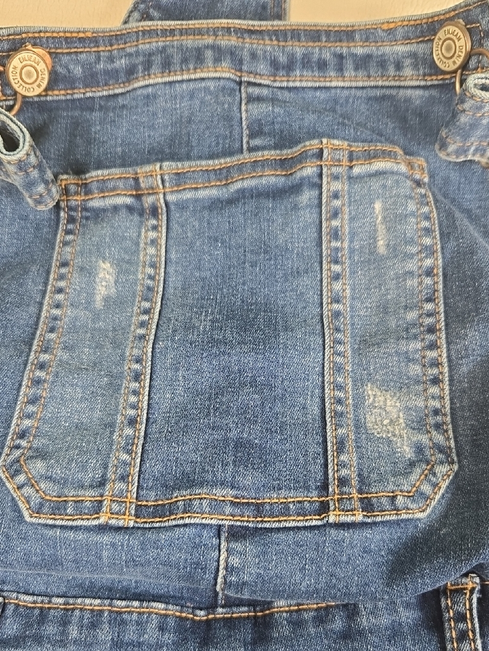 Distressed Blue Denim Women’s Overalls with Adjustable Straps - Picture 5 of 14